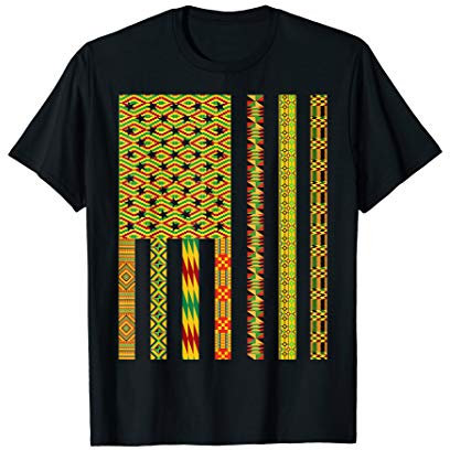 Afrikanische Kente Tuch Amerikanische Flagge Geschenke T-Shirt