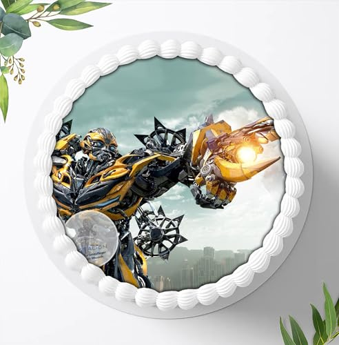 Für den Geburtstag ein Tortenbild, Zuckerbild mit dem Motiv: Transformers, Essbares Foto für Torten, Fondant, Tortenaufleger Ø 20cm, 0585w
