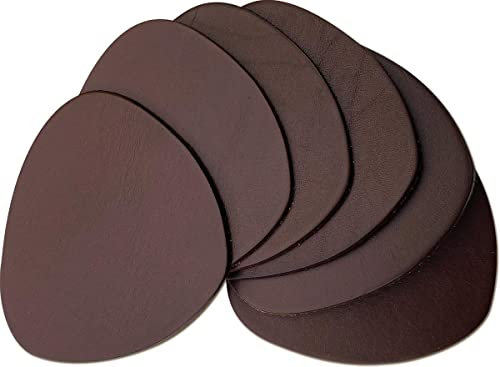 Brute Strength - sous-Verres en Cuir Pleine Fleur - Marron - Semi-Rond - 10 pcs - sous-Verre Ovale pour Verre - sous-Verres pour Boissons - Comprend Un Support