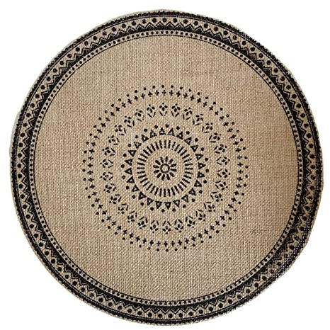 SWECOMZE 4er Set Rund 38cm gewebte Tischsets Waschbar,Boho Baumwolle Platzsets Untersetzer Abwaschbar Hitzebeständig und rutschfest,Ideal für Küche,Party,Hochzeit usw (Ohne Quaste schwarz)