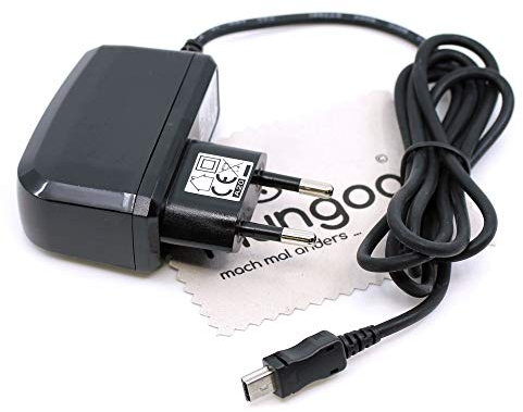 Ladegerät passend für Garmin Astro 320, Atemos 100 100/K5, Atemos 50/K5, Camper 770 LMT-D Navigationsgerät mini-USB Ladekabel Kabel Netzladegerät OTB mit mungoo Displayputztuch