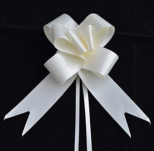 SHATCHI Large 50mm/5cm Ribbon Pull Bows for Party Wall, Gift Wraps, Christmas Trees, Wedding, Birthday Hampers Decoration Florist, Ivory, 40pcs