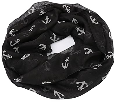 Sonia Originelli Schal Loop Mini-Anker Rundschal Sommer Farbe Schwarz