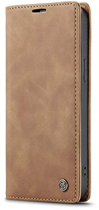 Niloucase Kompatibel mit iPhone 13 Hülle Leder,Magnetverschluss Premium PU Leder Flip Case,Standfunktion.-Braun