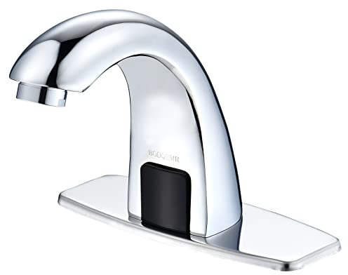 Robinet de salle de bain sans contact avec détecteur de mouvement automatique avec plaque de recouvrement et mélangeur de température, robinet mains libres activé par le mouvement, robinet