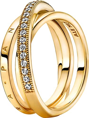 PANDORA logo Shine ring with clear cubic zirconia