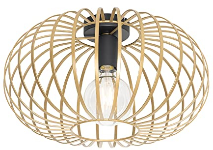 Qazqa - Design Design-Deckenleuchte I Deckenlampe I Lampe I Leuchte Gold I Messing 39 cm - Johanna I Wohnzimmer I Schlafzimmer - Stahl Rund - LED geeignet E27