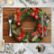Banemi Weihnachten Platzdeckchen Set Stoff, Platzset 6er Weihnachtskranz Tischsets Weihnachtliche Tischdekoration 32X42cm