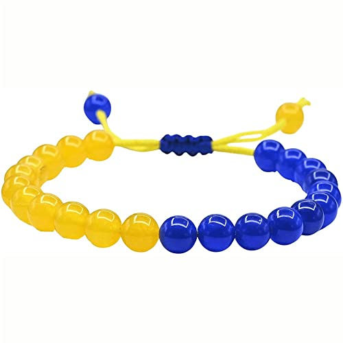 bopely Ukraine Perlenarmband Einstellbare Heilung Natürlicher Kristallkette Gelbblaues Naturstein -perlen Armband Schmuck Schmuck