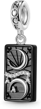 GNOCE Mond Tarot Charm 925 Sterling Silber schwarz plattiert Anhänger Charms für Armbänder Halskette Schmuck Geschenk für Frauen Mädchen Tochter (Mond)