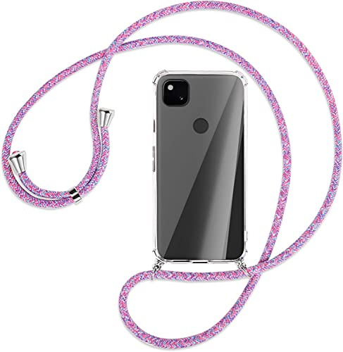 Handykette kompatibel mit Google Pixel 4a Hülle,Handyhülle Transparent Silikon Schutzhülle - Necklace Hülle mit Band Handy-Kette Case mit Necklace Schnur mit Kette zum Umhängen Case,Unicorn