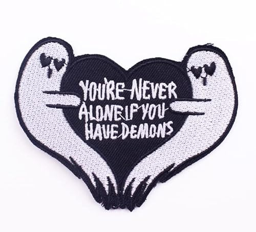 Wikineon Bestickter Aufnäher zum Aufbügeln, Motorrad-Totenkopf You are Never Alone, zum Aufbügeln oder Aufnähen, perfekt für Jacken, Kleidung, Hüte und Jeans