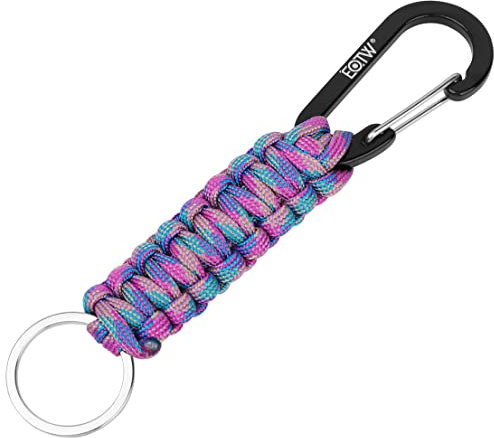 EOTW Paracord Schlüsselanhänger Karabiner Karabinerhaken D Ring Schlüsselband Schlüsselring für Motorrad Auto Camping Wandern Männer Frau Kinder (1Blau/Lila Tarnfarbe)