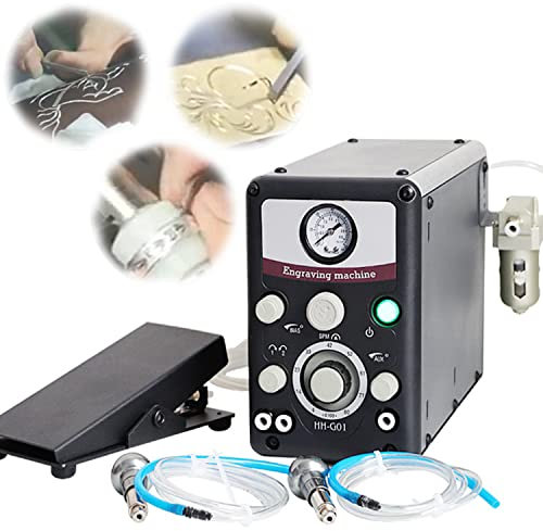 UIBAO Pneumatische Schmuck Gravur Maschine,400-8000PRM Doppelseitiger Schlag Gravierer,Multifunktions Gravur Schmuckwerkzeug,für Schmuckhandwerk und Schmiedeeisen,110V