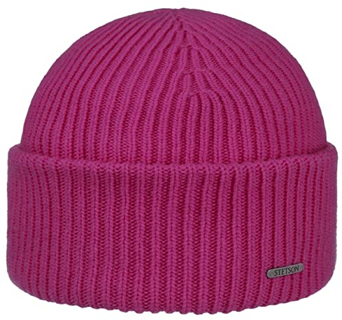 Stetson Classic Uni Wollmütze Damen Herren Made in Italy 100% Wolle Gestrickt Beanie Herbst Winter pink One Size