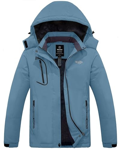 Wantdo Femme Manteau d'hiver Snowboard Outdoor Parka Randonnée Grande Taille Veste de Pluie Imperméable Blouson de Ski Décontracté Coupe-Vent Orchidée Noisette M