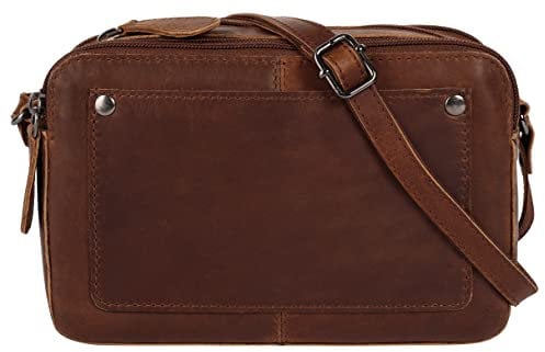 Cluty Umhängetasche echt Leder Damen | Vintage Umhängetasche, Crossbody Bag, Schultertasche mit Reißverschluss, kleine Handtasche aus Leder | 021716