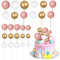 Gyufise 30Pcs Balls Cake Topper Mini Balloons Cake Toppers Foam Ball Cake Decorations Balloon Cake Topper Ball Shaped Cake Insert Topper for Birthday Party Baby Shower Decor Rose Gold White Gold