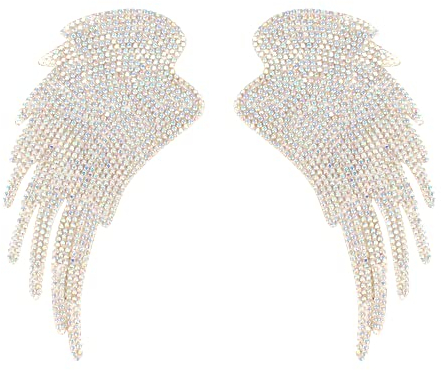 MilyaDE Strass Aufbügler Engelsflügel 14 * 7cm Glitzer Flicken Patches Applikation Klebestoff Aufnäher Bügelbild Hut T-Shirt Jeans Kleidung Taschen