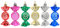 6 PCS Christmas Candy Ornaments - Glitter Cane Tree Hanging Baubles 10CM Mini Sweet Shaped, Colored