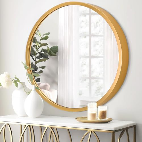 JJUUYOU Runde Wandspiegel 40cm Runde Badezimmer Wandspiegel, goldrunde Spiegel Badezimmer Wand dekoriert Metallrahmen Spiegel Wohnzimmer, Schlafzimmer, Schlafzimmer Dekoration