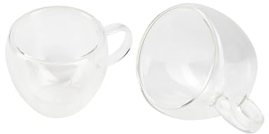 BERGNER - Juego de 2 Vasos de 100ml Doble Pared - Fabricados en Borosilicato - Para los Amantes de Café y Té - Fácil Lavado - Apto apra Microondas y Lavavajillas