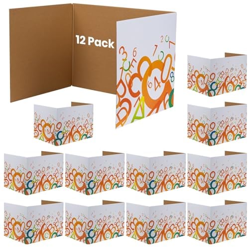 Ayuanb 12 Stück Sichtschutzbretter für Schülerschreibtische, 46 x 33 x 33 cm Klassenzimmer Privacy Shields Karton für Schüler Schreibtische,Faltbare Schreibtisch Trennwand für Bibliothek,Klassenzimmer