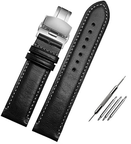 AXPTI Für Ersatz Citizen AT8020 JY8078 armband echtes lederarmband 23mm blau Uhrenarmband mit faltschließe armband, 23 mm, Kunststoff, Achat
