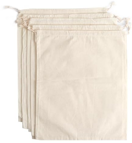FOCCIUP 12 Stück 30,5 x 38,1 cm Baumwollbeutel mit Kordelzug, Musselin, wiederverwendbare Lebensmittelbeutel, Stoff, Brot, Kartoffeln, Zwiebelbeutel
