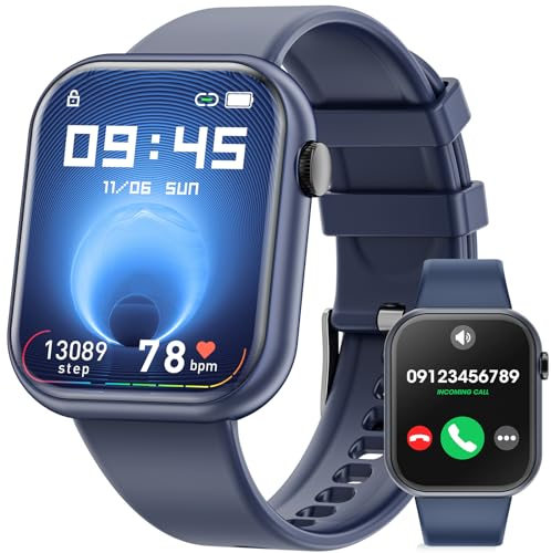 Smartwatch Damen Herren, 1.85 Zoll Touchscreen Smart Watch mit Bluetooth Anrufe, Uhr Damen Herren mit 140+ Sportmodi SpO2 Pulsuhr Schlafmonitor Schrittzähler, Armbanduhr für iOS Android