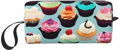 Bunte Cupcake-Aufbewahrungstasche, kleine Make-up-Tasche für Geldbörse, Reise-Make-up-Tasche, Mini-Kosmetiktasche für Herren, Bunte Cupcakes, Einheitsgröße