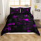 Neon Schwarz Lila Tröster Abdeckung 135x200 Abstrakte Geometrische Gitter Karierte Bettwäsche Set für Kinder Mädchen Teen Frauen Glühende Stereoskopische Plaid Bettbezug 3D Quadrat Quilt Cover