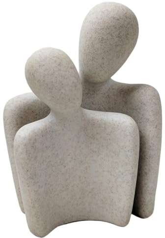 PIGPIGFLY Paar Umarmt Statue,Deko Figuren,Deko Wohnzimmer,Home Store Dekoration,Modern Abstract Kunst Skulpturen Deko,Bürodekorationen,Polyresin,Geschenk(Sandstein)