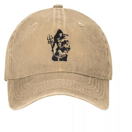 GUPUOOU Art Angry Trishul Gorras de béisbol Unisex Hindú Ganesha Dios India Lingam Sombrero de Mezclilla Desgastado Retro al Aire Libre Gorra Snapback Algodón, para Todas Las Estaciones