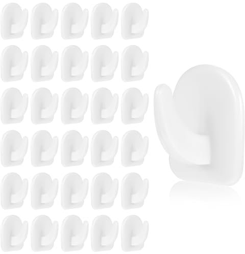 Gjinxi 30 Stück Haken Klebehaken Extra Stark Selbstklebend Transparent Haken Handtuchhalter Handtuchhaken Kleiderhaken Wandhaken Ohne Bohren für Bad Küche Badezimmer (Weiß)