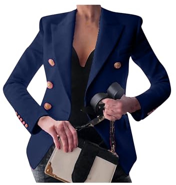 EFOFEI Donna Blazer Classico Slim Fit Doppiopetto Cappotto da Ufficio Giacca Formale Elegante