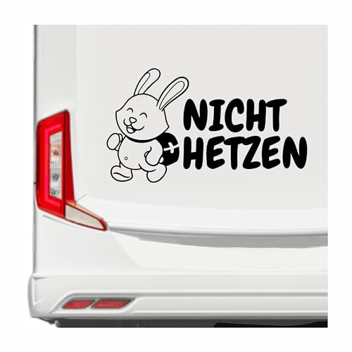 KLEBEKÖNIG Wohnwagenaufkleber Wohnmobil - Nicht hetzen Hase - Autoaufkleber Spruchaufkleber Sticker Aufkleber Camper