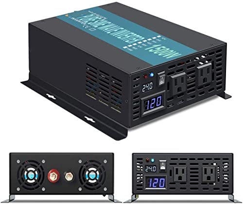 Onduleur Onduleur à onde sinusoïdale Pure 1500W 24V onduleur de batterie externe de secours convertisseur de panneau solaire 12V/36V/48V/110 DC à 120/230/240 AC Faible consommation d'énergie(48V)