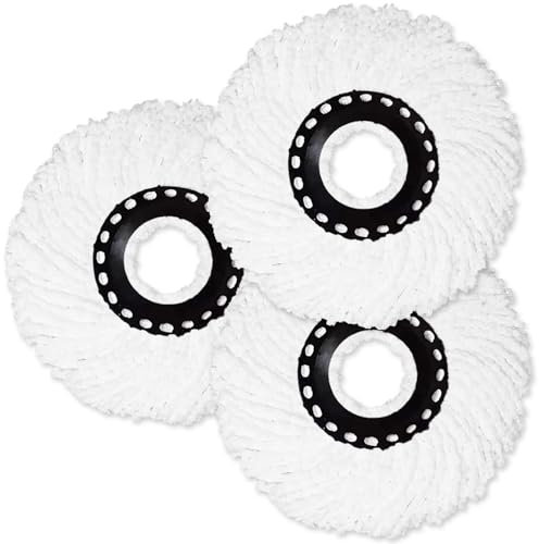 Jatipy 3 Pack Mop Heads Replacement for 360° Spin Mop Handle – Refill Mop Heads