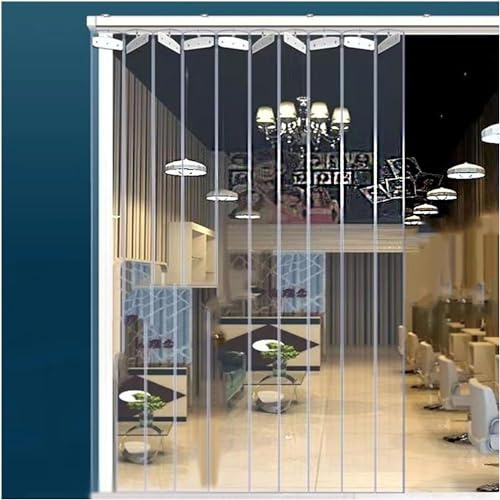 Kanduo Rideau à Bandes Pliable en PVC, Rideau à Bandes for Porte d'entrepôt Pliable et Coulissant (épaisseur : 1,5 mm, Taille : 1,8 x 2,2 m) Rideau de Porte à Bandes