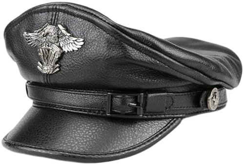HiyyFloy Matrosenhut, Retro-militärkappen Für Herren, Verstellbare Leder-flachhüte, Europäische Amerikanische Lokomotive, Chapeau-Party-kostüm