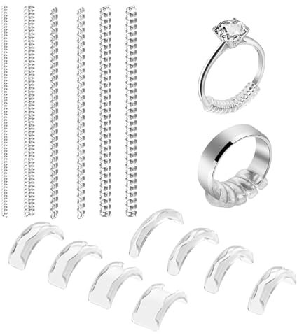 SSKHE 14 Stück unsichtbare Ringversteller, Silikon, Adapter für Ringe für lose Ringe für Frauen und Männer, millimètre, Silikon