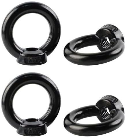 FYting 4 Stück Ringmutter M10,Ringschraube M10,RingöSen,ösenmutter Edelstahl Augenmutter,Ringschrauben zum Heben von Accessoires, Hängenden Blumentöpfen, Schwungregalen, Dekoration (Schwarz)