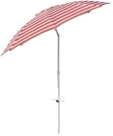 VLKLPZAHAK Marktschirm 210cm Sonnenschirm Terrassenschirm Neigbarer Tischschirm Gestreifter Strandschirm, 8 Stabile Streben, Gartenschirm wasserdichte Runde Schirme