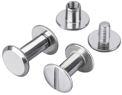 HAISHANG 20 Sets Chicago Screw Posts 10mm, Metal Rivet Binding Screws Chicago Buttons for Bags, Collars, Leather, Luggage, Bookbinding and Belts