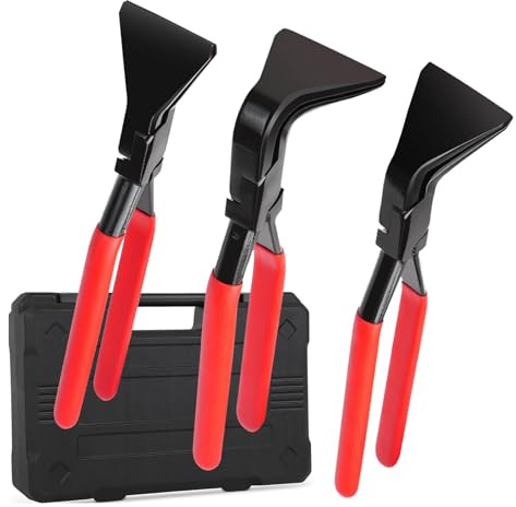 3tlg Abkantzange Satz 0° 45° 90° Biegezange Falzzange [Länge 280 mm, Breit 60 mm] Blechzange Blechbiegezange mit Werkzeugkasten & Rutschfestem Griff, Werkzeug zum Dachdecker Spengler