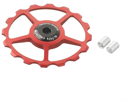 Oniissy 11T-17T Keramik-Kugellager-Schaltwerk, Riemenscheibe für Rennrad, mit Zähnen aus Aluminiumlegierung und versiegeltem Stahllager, wasserdichtes und staubdichtes Design (Rot 16T)
