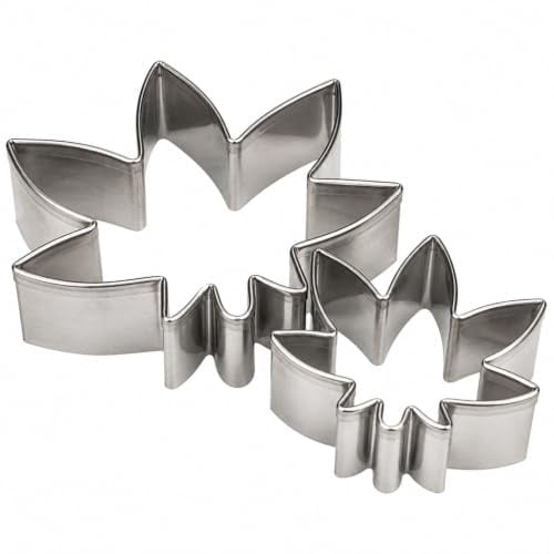 MIJOMA Ausstechformen 2er Set Cannabisblatt – Keks-Ausstecher aus Edelstahl für Kekse Fondant Deko – Hanfblatt Cookie Cutter Set – stabil lebensmittelecht spülmaschinenfest