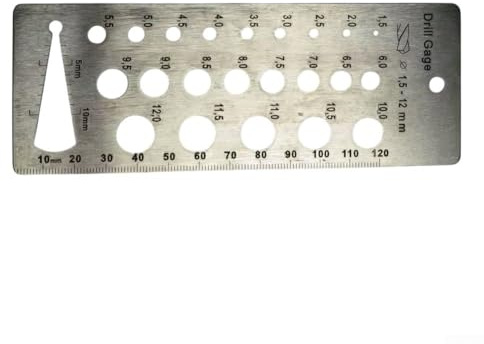 Calibro identificativo in acciaio inossidabile con marcature permanenti per misure metriche da 1,5 mm a 12 mm