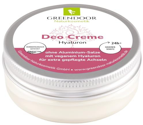 GREENDOOR Deo Creme Hyaluron für extra gepflegte Achseln 50ml, Blütenduft | stark stark gegen Schweißgeruch, Deodorant Peta zertifiziert (ohne Tierversuche), Naturkosmetik mit Aloe Vera